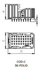 Connector 36-way COD-C - pressfit terminal - Color: Green