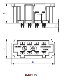 Connector G&H - 2-row - 8-way - Press-fit technology - Color: black