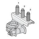 Battery clamp punched (+) with 2 stud bolts - M8-M6 - DX 