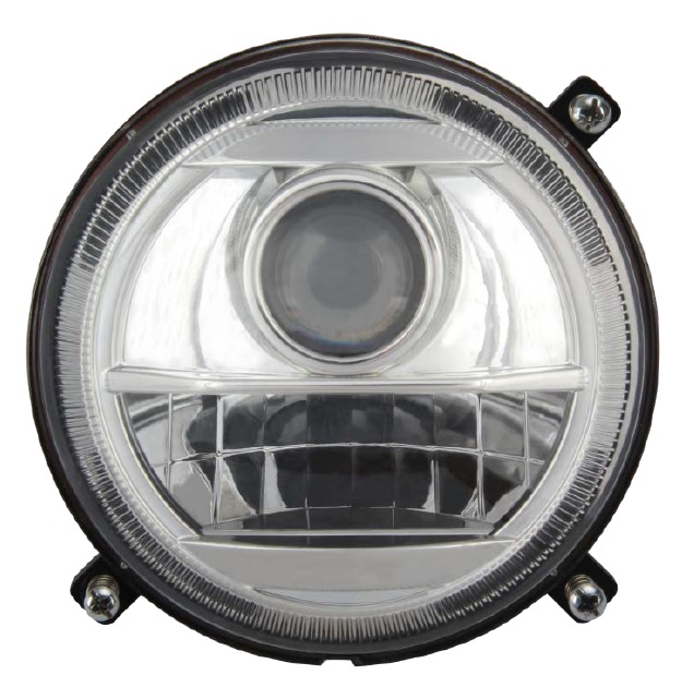 LED Headlight with Low-, Highbeam and DLR (Type B) - round - E-mark
