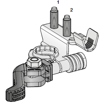 Battery clamp (-) with quick release, stud bolts M6-M6 - cable cross-section 25 - 40 mm² 