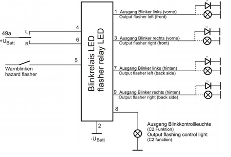 Flasher electronic 12V 4x max.21W C2 30x30x40mm