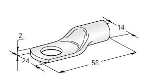 Ring cable lug TUBOLAR L58 - Hole: M13 - Cable cross section: 75mm² - Material: Cu-Sn 