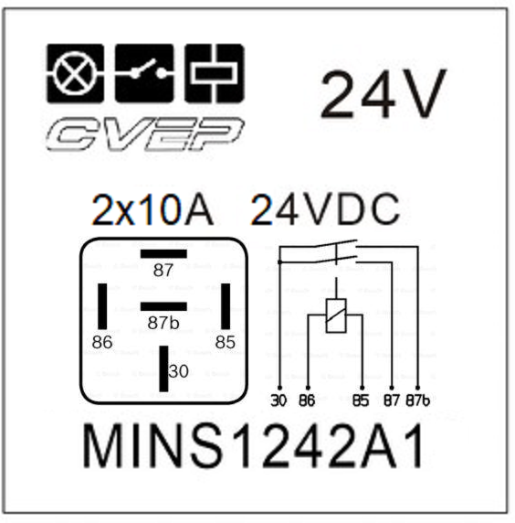 Mini Relay 24V - Double Make Contact - 2x10A - without bracket (optional)