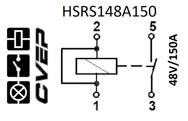 Powerrelay - 48V - 75A - Closer - 2xM6 screws/terminals - 2 x bracket