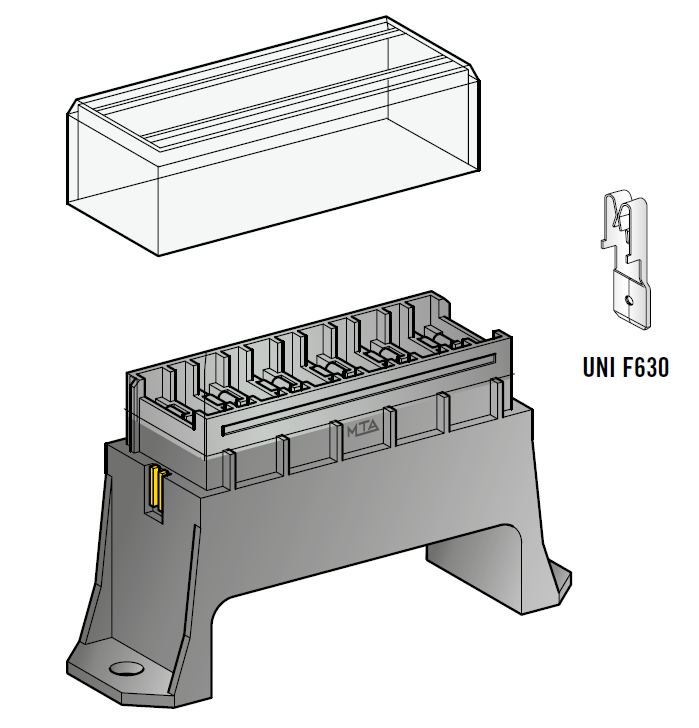 Fuseholder UniVal - 6-way - with Terminals and Cover