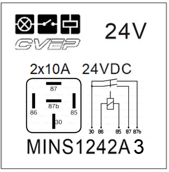 Mini Relay 24V - Double Make Contact - 2x10A - with bracket