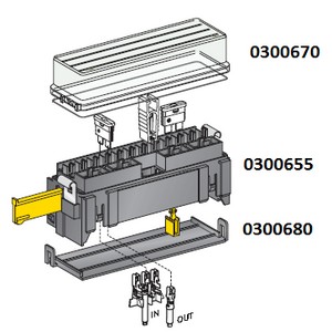Fuse box - UNIVAL holder 16-pol. - incl. 1 x SL (long), 4 x SL (plug) without cover and base plate (optional) 