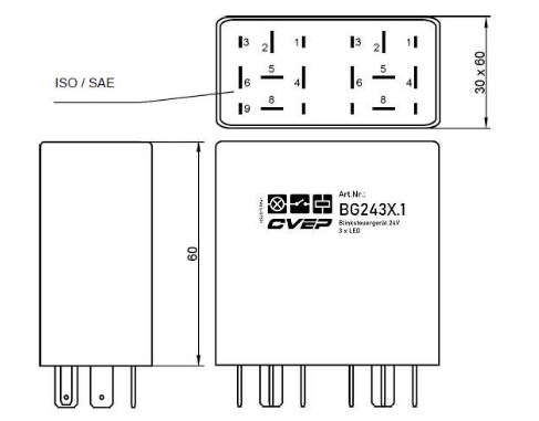 Flasher Module 24V - electronic - load-free control inputs - 3 x LED - Version 1