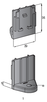 Mounting plate - Mountain Bracket Male, hole 5.5mm - Color: black 