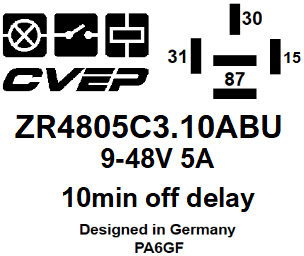 Timer Relay 48V 5A - Solid State - 10min. switch-off-delay - optionally with metal bracket ZUB000084