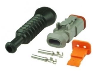 Deutsch connector complete 2-pin - KIT (socket housing + clamping part + 2x contacts + rubber grommet)
