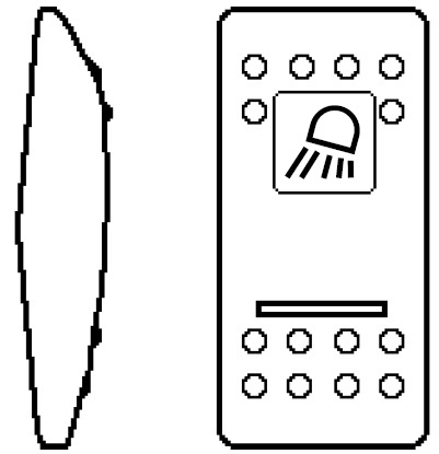 Carling Rocker Contura II - 1 x square lens white icon "work light" - 1 x bar lens white