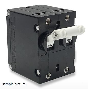 Carling Circuit Breaker B-Series - ON-OFF 22A  - two pole - non-illuminated - actuator: black - legend: white - delay "34"