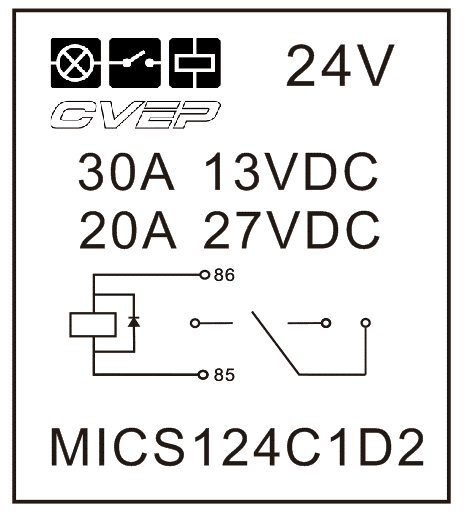 Microrelay 24V - Changer - 10/20A - Diode - sealed