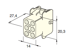 MATE-N-LOCK FEMALE holder white 6-pol. 