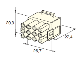 MATE-N-LOCK MALE holder white 12-pin. 
