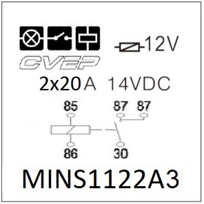 Minirelay 12V - 20/20A - Double Closer - with metalbracket - sealed