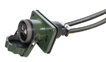 2-pole military connector, 24 V according to VG 96 917, socket, olive green, with crimp / solder contacts for 35 mm² cable - with cable 2m - second source