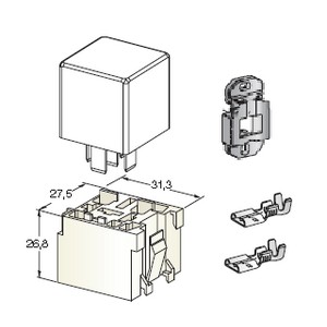 KIT mini relay socket + crimp contacts + mounting plate 