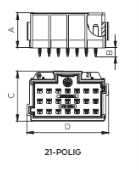 Connector JPT 3-row - 21-pin - Press-fit technology - Colour: Blue - 2nd Gen.