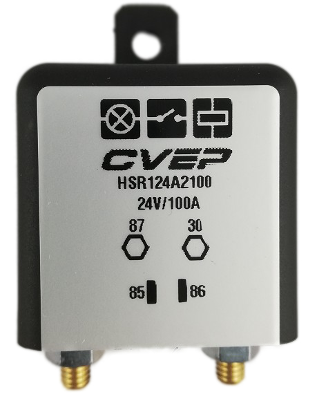 Powerrelay 24V - Closer - 100A - with bracket - Terminals: 2xM6 / 2x6,3mm 