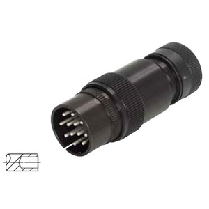 Military plug according to VG 96 923 - 12 pin - black plug with contact pins for cable diameter 18-20 mm 