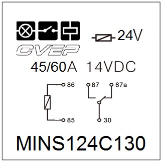 Minirelay 24V - Changer - 45A/60A(14VDC) - without metal bracket - sealed