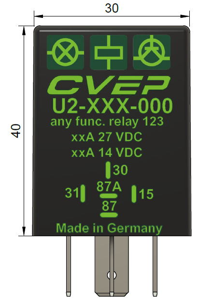 Timer Relay 12/24V - switch-on-delay 0.75s - pins 15/31 reversible