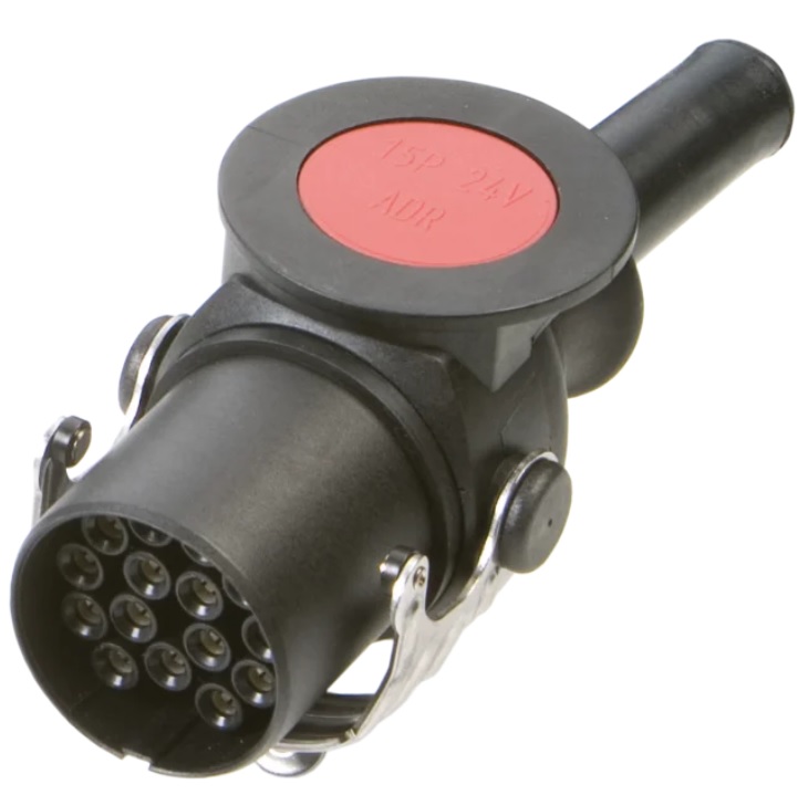 Trailer Connector 24V, 15-way - ISO 12 098 - kink-protection sleeve - crimp terminals - wires Ø 13-17mm