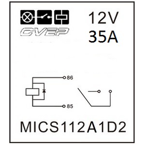 Microrelay 12V - Closer - 20/35A - Diode - sealed