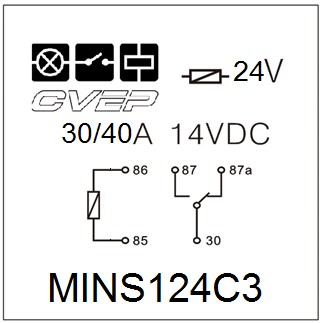 Minirelay - 24V - Changer - 30A/40A(14VDC) - without metal bracket - sealed
