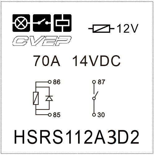 Powerrelay 12V - Closer - 70A - Diode - with metal bracket - sealed
