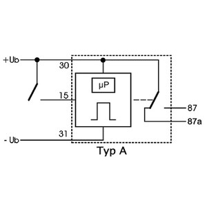 Zeitrelais Typ A 12V 30A - Abfallverzögert - Lasche: optional - nicht einstellbar - Zeitbereich: n. Kundenwunsch