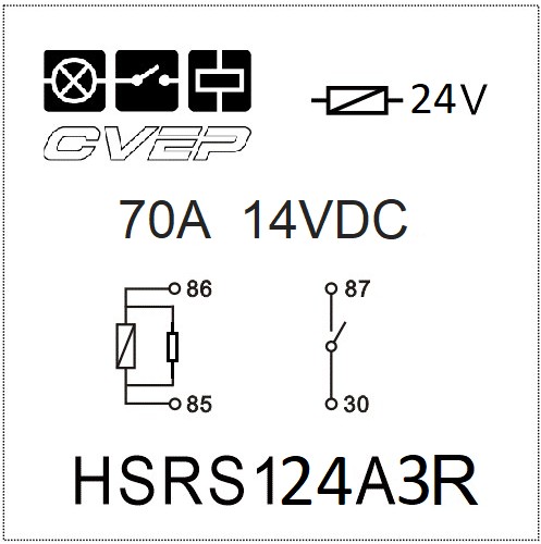 Powerrelay 24V - Closer - 70A (14VDC) - Resistor - with bracket - sealed