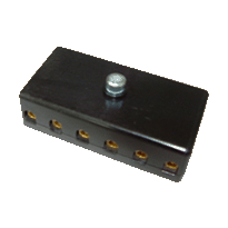 4-pin fuse box - Material: Bakelite - Color: black 
