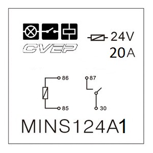 Minirelay 24V - closer - 20A - without bracket - sealed