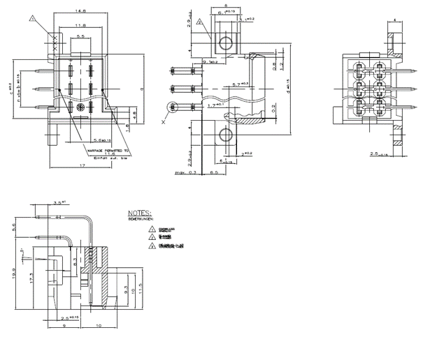 JPT Connector Housing - 2x3-way - Terminals 90° - black
