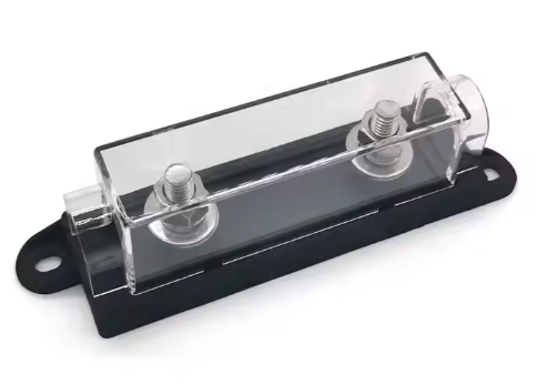 Sicherungshalter mit transparenten Deckel und Anschraublaschen für ANL Sicherungen