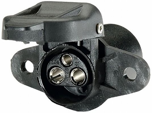 [25036100] 3-way socket outlet - 12/24V 2x25A + 1x5A - female housing - hinged cover