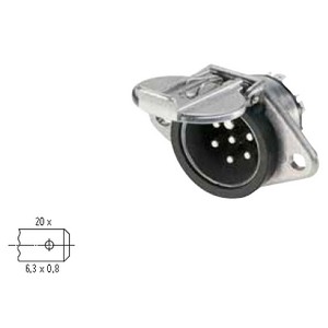 [6.00753.003] Trailer plug 24 V, 7-pin, socket, according to ISO 1185, N version, waterproof cover, metal, with blade terminal contacts 