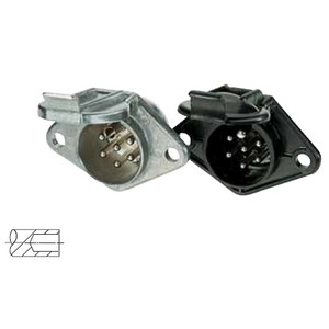 [6.00753.701] Trailer plug 24 V, 7-pin, socket, according to ISO 1185, N design, metal, with crimp / solder contacts 