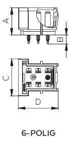 [405210ABK] JPT CONNECTOR, 2-ROW, 6-PIN, PRESS-FIT TECHNOLOGY - black