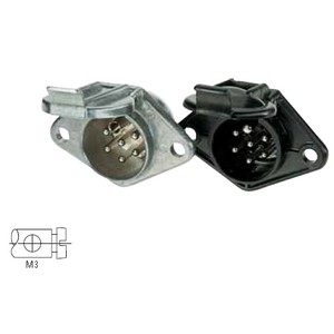 [6.00753.002] Trailer plug 24 V, 7-pin, socket, according to ISO 1185, N design, metal, with screw contacts 