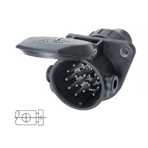 [6.65303.000] Trailer plug 24 V, 15-pin, ABS/EBS, socket, to ISO 12 098, for cable Ø 11 - 14 mm or corrugated conduit NW 13, with screw contacts
