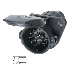 [6.65301.000] Trailer plug 24 V, 15-pin, ABS/EBS, socket, to ISO 12 098, for cable Ø 11 - 14 mm or corrugated conduit NW 13, with turned contacts