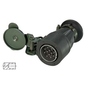 [6.00871.700] Military plug according to VG 96 923, 12-pin, plug with contact pins for cable diameter 17.5 mm, with hinged cover 