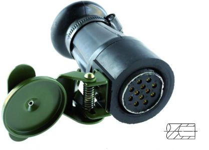 [6.00873.700] Military plug according to VG 96 923, plug with contact sockets for cable diameter 17.5 mm, with hinged cover 