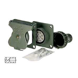 [6.00877.001] Military plug according to VG 96 923, socket with contact sockets, complete installation kit with cover, seal and fastening material for connection to corrugated pipe NW 17 
