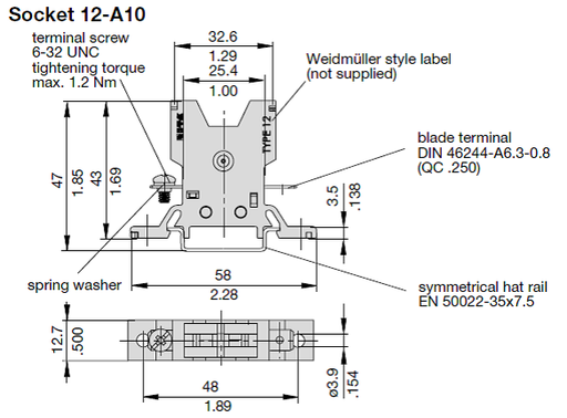 [12-A10-60] Fuse holder for ETA automatic circuit breaker series 1170-21 - 6-pol. 